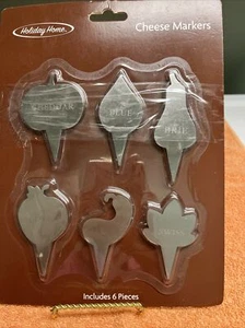 Holiday Home Stainless Steel Cheese Markers Set of 6 NIP - Picture 1 of 2
