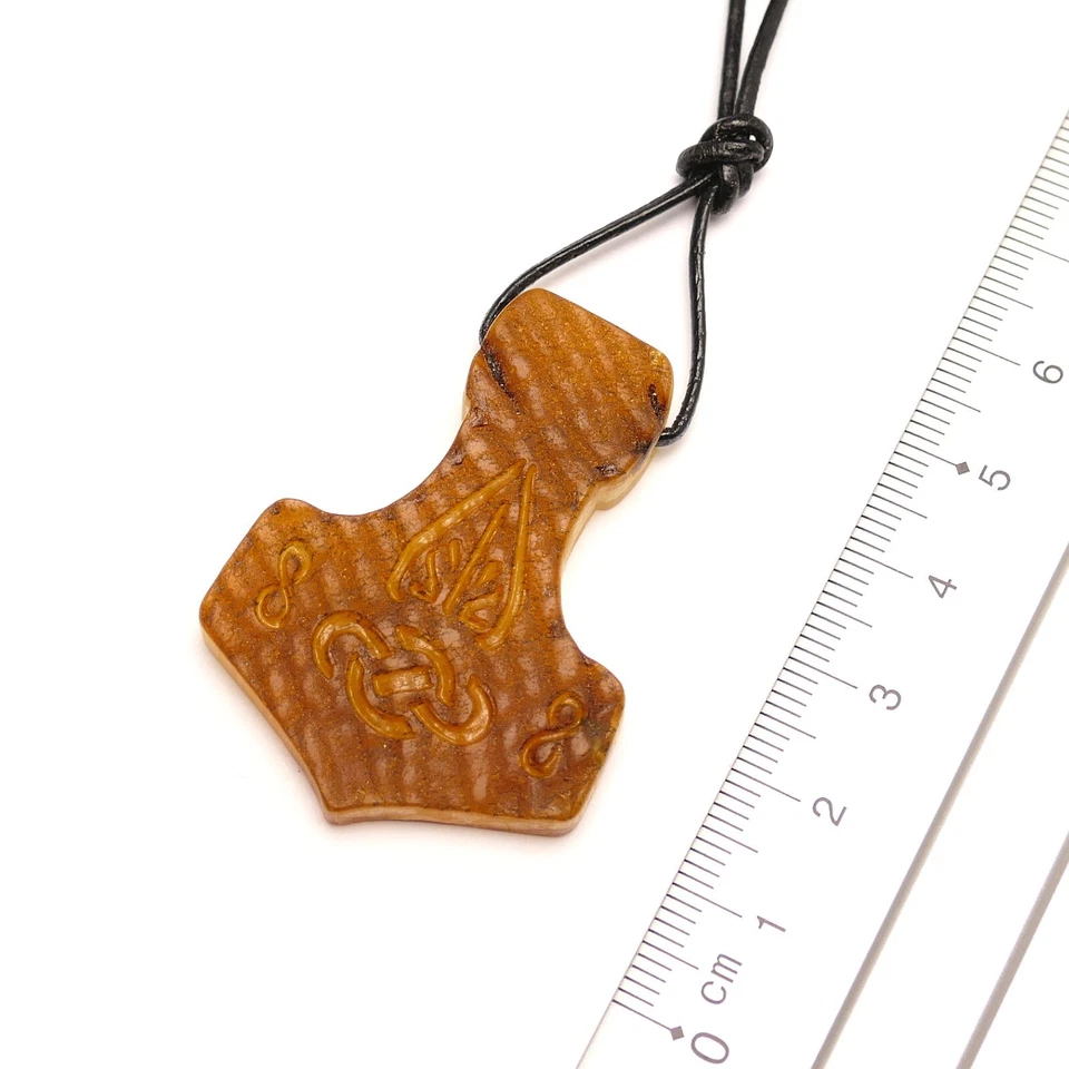 Thor Hammer Thorshammer Natur Bernstein Anhänger Amulett Wikinger Mjölnir Roh - Bild 1 von 1