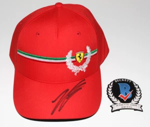 CHARLES LECLERC SIGNED FERRARI FORMULA 1 F1 RED PUMA RACING TEAM HAT BECKETT COA - Picture 1 of 6