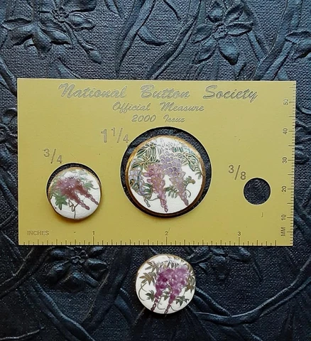 Antique Vintag HP SATSUMA Buttons-Grandmother Mother Daughter Purple Wisteria Cover