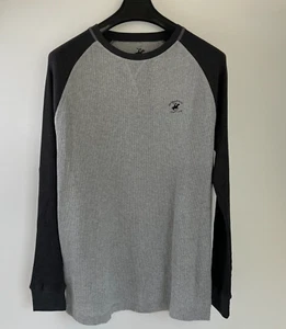 Beverly Hills Polo Club Men Long Sleeve Waffle Knit Crew Neck TShirt Gray XL NWT - Picture 1 of 12