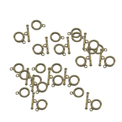 20 Sets of Antique Bronze Heart Toggle Clasps Connectors - Image 1 of 4