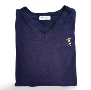 VTG Pickering Disney Sweater Mens L Navy Mickey Mouse Embroidered Golf Knit USA - Picture 1 of 12