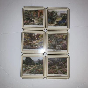 Pimpernel English Country Gardens Cork Backed Coasters Set Of 6 Vintage England - Picture 1 of 24