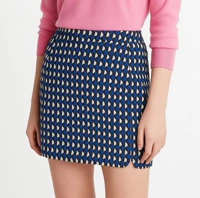 J. Crew женская юбка синий размер 4 хлопок Tweed Jet Set Geo печати короткая длина мод - Изображение 1 из 4