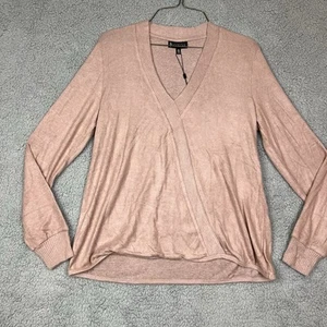 Bobeau Women’s Pink Cross Over Pink Long Sleeve Sweater Size XS - Picture 1 of 14