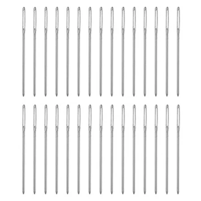 50pcs Upholstery Needles 0.94mm Dia 40.5mm Long Large Eye Needles, Silver Foto 1 de 4