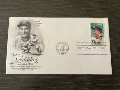 Official First Day Of Issue Saluting Liu Gehrig- Embossed - ￼ postmarked 6-10-89 - Image 1 of 4