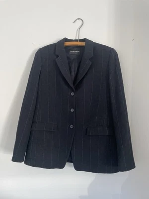 Chaqueta Blazer Emporio Armani Rayas Lana Mujer Azul Marino Talla 12 Foto 1 de 4