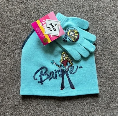 NWT Vintage Mattel Barbie Blue Embroidered Beanie Hat & Glove Set Girls Gift Y2K - Image 1 of 4