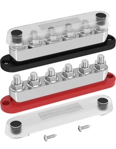 600A Bus Bar w/ Cover Terminal 12V Power Distribution Block 6 x 3/8"Solar System - Picture 1 of 7