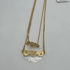 Collar Michael Kors Pave Heart MK Logo Pave Colgante Tono Dorado - Imagen 1 de 3
