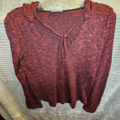 Sudadera con capucha para mujer Mudd roja jaspeada tejida manga larga talla mediana. Y2k Foto 1 de 4