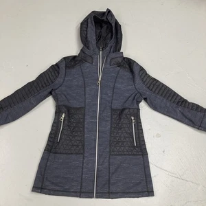 POINTZERO Ladies Medium Jacket Coat Hooded Double Zipper Black Gray EUC Ladies - Picture 1 of 8