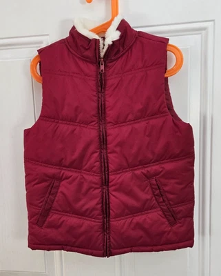 GYMBOREE Chaleco Rojo Piel Sintética Cuello Abombado Cremallera Talla 7/8 Foto 1 de 4