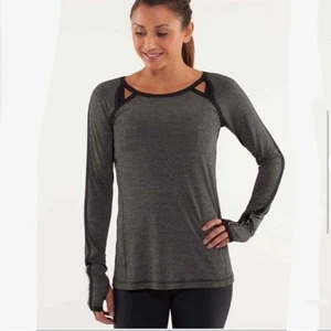 Lululemon Run Team Spirit Long Sleeve Crew Neck Cut Out Running Shirt Size 6 - Picture 1 of 5