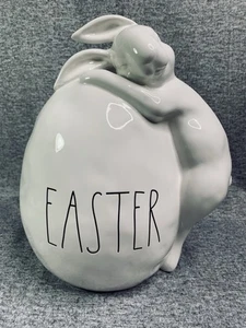 Rae Dunn Easter Bunny On Egg Ceramic Figurine 11.5” Room Decor “EASTER “ - Picture 1 of 12