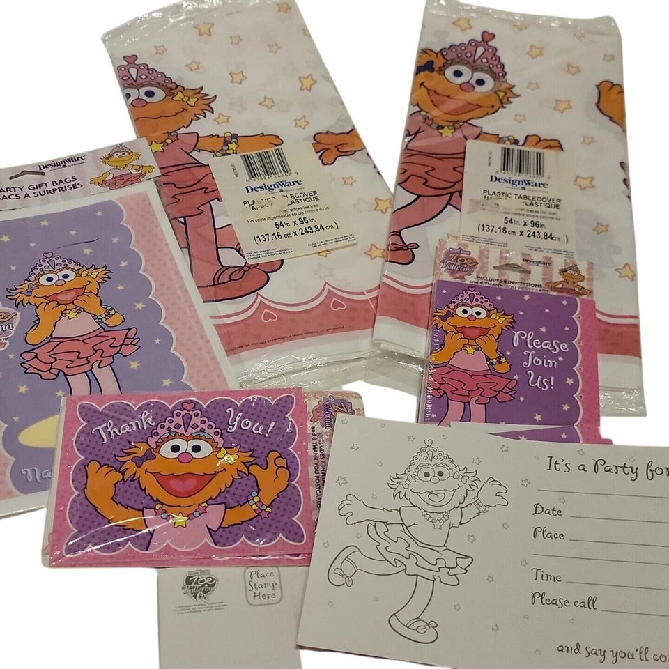 Zoe Ballerina Birthday Party Invitations Thank You  Gift Bags Tablecovers - Image 1 of 4