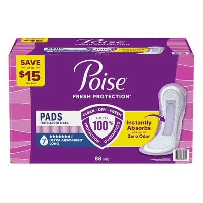 Almohadillas para incontinencia Poise, 7 gotas ultra absorción, 88 ct Foto 1 de 4