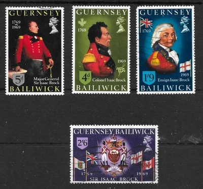 GUERNSEY 1969 SG29-32 VERY FINE USED; BI-CENTENARY SIR ISAAC BROCK - Image 1 of 2