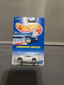 Hot Wheels Vintage 1991 White Lamborghini Countach Car #232 Retro NOS New Sealed - Picture 1 of 3