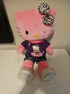 Vintage Hello Kitty Build A Bear rosa zwinkernd 18" 2012 Sanrio. Bogen befestigt!! - Bild 1 von 7