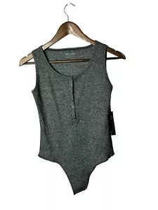 Olympia Theodora black/gray heathered ribbed bodysuit new small - Picture 1 of 2