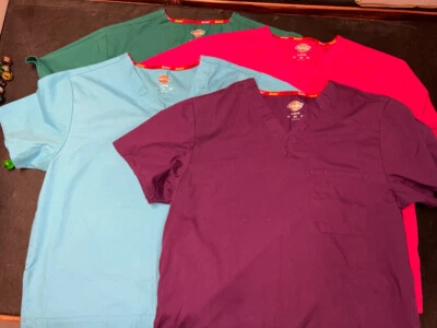 4 Pack Dickies Large V-neck Short Sleeve Medical Scrub Top Healthcare Nurse GS1 - Image 1 of 4