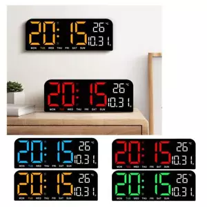 Digital Wall Clock Led Alarm Temperature Humidity Large Display Mode Night B5O3 - Picture 1 of 12