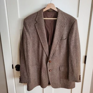 VINTAGE John Weitz X Palm Beach Tweed Blazer 44R Herringbone Wool Sport Jacket - Picture 1 of 20