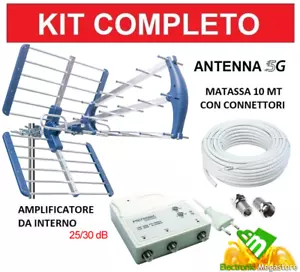 Kit Antenna TV Amplificata Digitale Terrestre Esterna Con Amplificatore Segnale - Foto 1 di 4