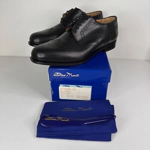 Zapatos Oxford Dino Monti Para Hombres Cuero Negro Punta de Ala Talla 14W EE Hechos en Italia - Imagen 1 de 14