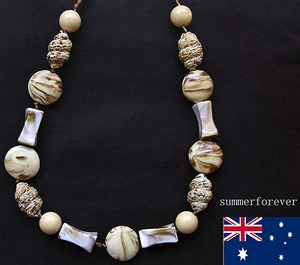 long Pretty Jewelry shell and ball stone sweater Necklace new design - Picture 1 of 2