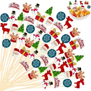 300 Pcs Christmas Cocktail Picks Christmas Toothpicks Christmas Tree Santa Sn... - Picture 1 of 7