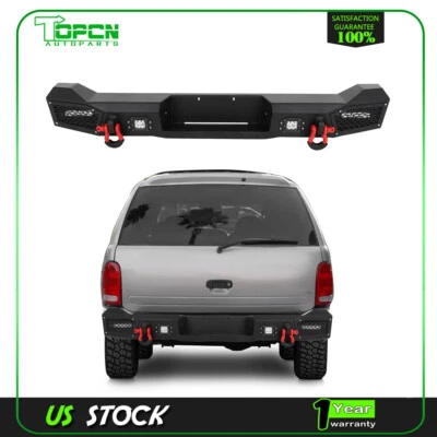 Rear Bumper Steel Texured w/ LED Lights & D-Rings For 1998-2003 Dodge Durango - Image 1 of 4