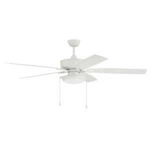 Craftmade 60" Outdoor Super Pro Ceiling Fan, White/Disk Light Kit/CL - OS119W5 - Picture 1 of 6
