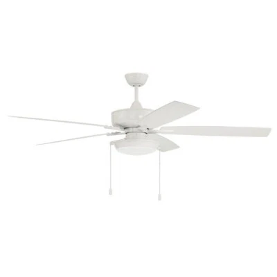 Craftmade 60" Outdoor Super Pro Ceiling Fan, White/Disk Light Kit/CL - OS119W5 - Image 1 of 4