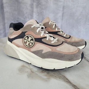 Tory Burch Sawyer Suede Sneakers Women's Size 10 M Beige Maude - Picture 1 of 14
