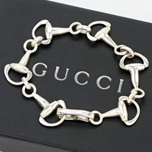 GUCCI Horsebit Chain Bracelet 7.9" Silver 925 Auth w/Box #1662-9 - Picture 1 of 8