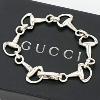 GUCCI Horsebit Chain Bracelet 7.9" Silver 925 Auth w/Box #1662-9 - Image 1 of 4