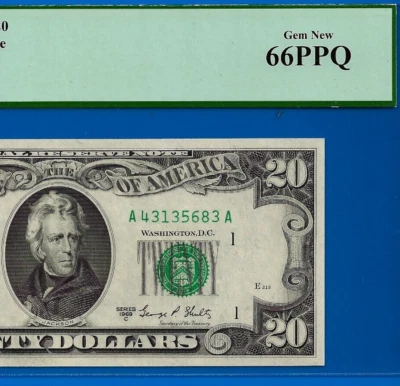 1969C $20 Federal Reserve Note PCGS 66PPQ wanted Boston Fr 2070-A - Image 1 of 3