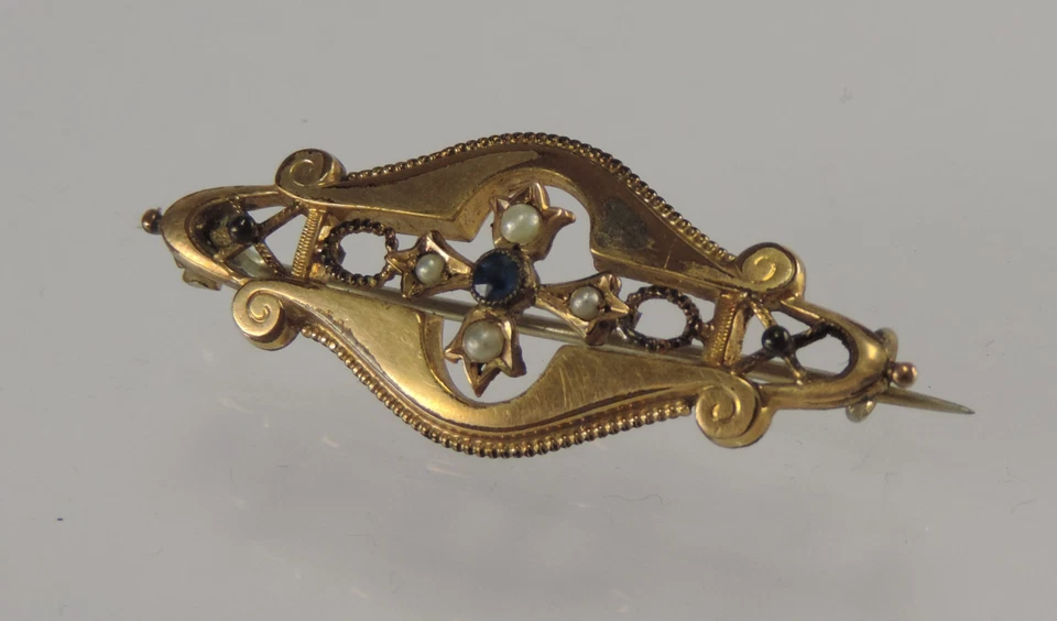 Brosche Mode Schmuck Antikschmuck Turmalin Perlenoptik Vintage - Bild 1 von 3