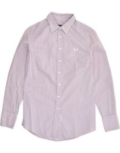 FRED PERRY Womens Shirt UK 10 Small Pink Striped Cotton AT64