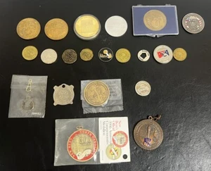 Vintage Lot Of 21 Coins Tokens Medals - Picture 1 of 18