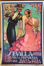 Original Feria Sevilla poster 1928! Spain, flamenco!Art deco!