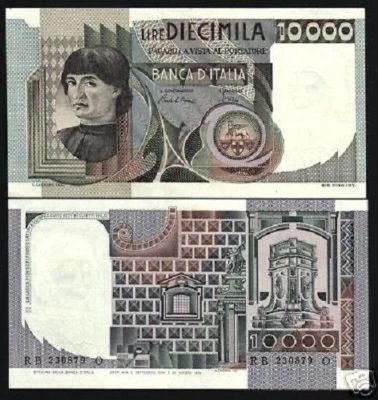 ITALY 10000 10,000 LIRA P106 1976 PRE EURO AU- PAPER MONEY BILL EU BANK NOTE - Image 1 of 2