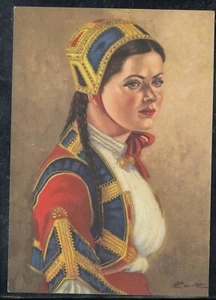 Cartolina Costumi Sardi Desulo illustratore Perrotti VB292 - Imagen 1 de 1