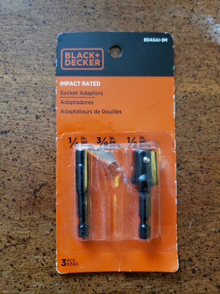 Black And Decker Socket Adaptors Impact Rated 1/4 inch and 1/2 inch - Image 1 of 1