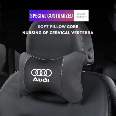 1 pz - Cuscino poggiatesta per auto in pelle logo AUDI / S LINE - Diversi Colori - Image 1 of 4