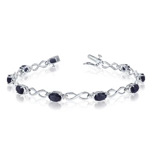 14K White Gold Oval Sapphire and Diamond Bracelet - Picture 1 of 3